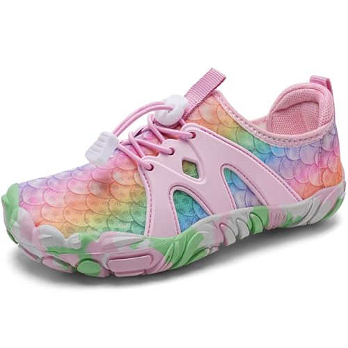 WateLves Toddler/Little/Big/Kid Water Shoes Wide Barefoot Aqua Athletic Sneakers Girls Boys Hiking Beach Swim Fast Dry Shoes Built-in Heel Grips