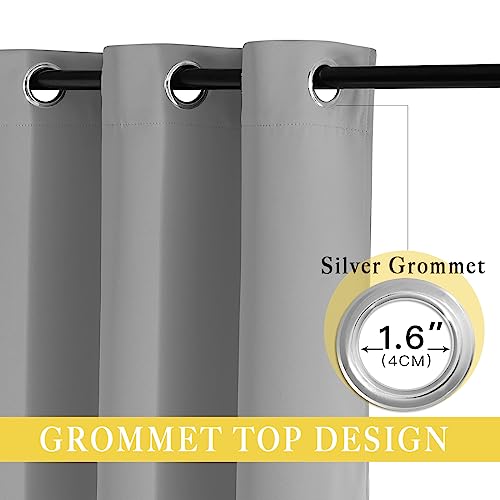NICETOWN Blackout Silver Grey Sliding Door Curtains 90 inch Length, Thermal Insulated Grommet Room Darkening Window Treatments for Bedroom/Living Room, 1 Panel, W80 x L90