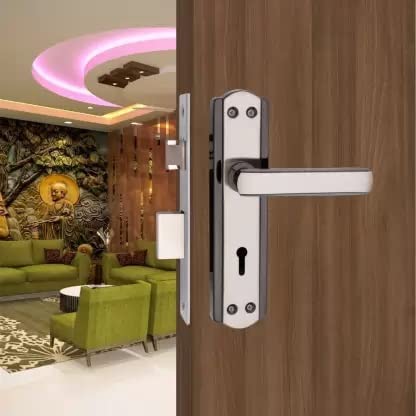 Ztxon Heavy Duty Mortise Door Lock for Bedroom, Living Room, Main Door, Black Silver Finish with All Screw and Cram | 3 Keys | 6 Lever Double Stage Lockset with (LSDS65 + S107MBS)