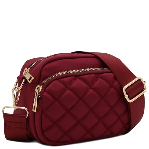 Image of FashionPuzzle Quilted Nylon Crossbody Bag with Wide Strap