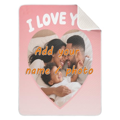 Custom Heart-Shaped Pink Family Photo Receiving Blankets Soft Customizable Image Blanket for Nursery Stroller Crib 30x40in artículos para Bebes...