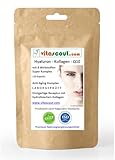 VITASCOUT Hyaluronsäure Kollagen Coenzym Q10 Komplex – 120 Kapseln – mit Vitamin C aus Acerola, Biotin, Zink, Selen, Mangan – Laborgeprüft