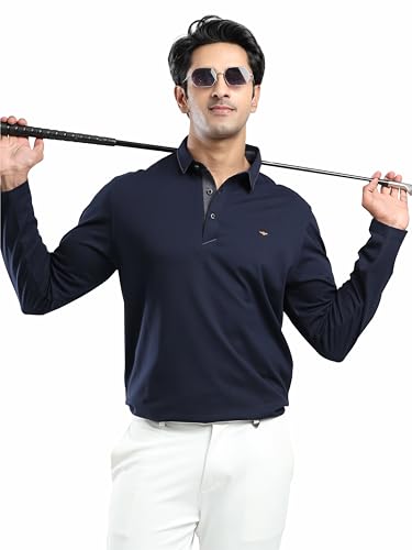 Image of STELLERS Men's Full Sleeve Polo T-Shirt | Premium Cotton | streatchable | Enzyme bio Washed | Feather Touch Feel | Sustainable