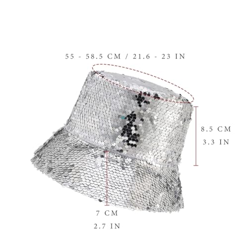 Image of Unisex Metallic Bucket Hat Waterproof Holographic Bucket Hat Fishing Hat Trendy Hip Pop Sun Cap