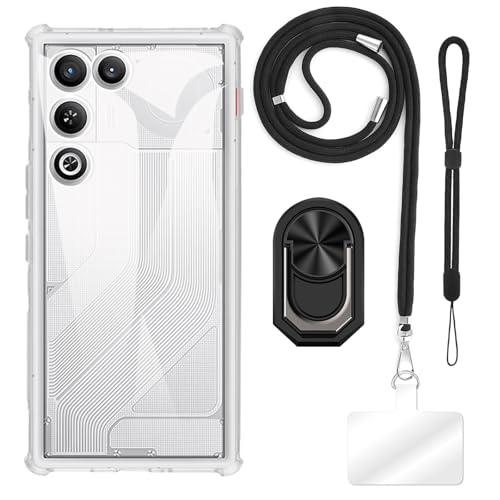 ESACMOT [4 in 1] �P�[�X ZTE Nubia Red Magic 11 Air Trace 5G �Ƃ̌݊�������A�X�g���b�v�A���X�g�o���h�A�����O�t���A�ϏՌ��ی�J�o�[���s�p�Z�b�g (�u���b�N�Z�b�g)