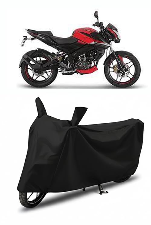 Image of DRAKOWISH Waterproof Bike Cover for Bajaj Pulsar NS 160 All Weather Protection from Rain, Dust, UV Rays & Scratches with Mirror Pockets & Buckle Belt
