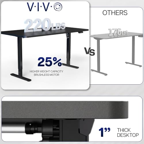 Image of VIVO Black 71 x 36 in Standing Desk, DESK-KIT-1B7B-36 | Electric, Holds 220 lbs, Sit Stand, Height Adjustable, Extra Deep Table Top, Memory Presets, 1B Series, Black Frame