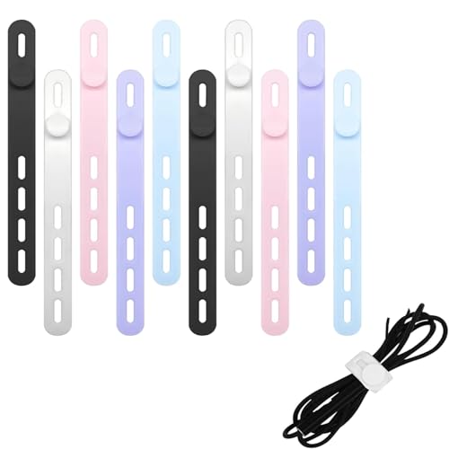 20 bridas de silicona reutilizables en 5 colores, 130 x 12 mm, bridas reutilizables y organizador de cables para auriculares, cargador, cable de audio, computadora