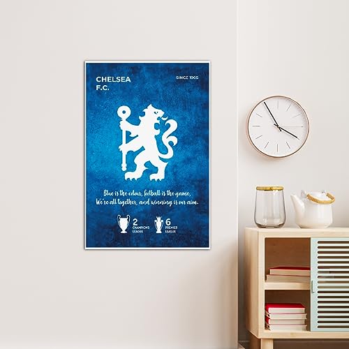 Image of TenorArts Chelsea FC Poster White Club Logo Wall Poster with Thick 300 GSM Matt Finish Paper (18inches x 12inches)