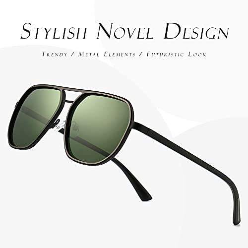 Image of SUNGAIT Aviator Sunglasses for Men and Women, Polarized Trendy Square Sun Glasses Retro Pilot Shades UV Protection