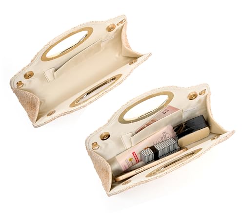Image of Top Metal Handle Clutch Bags for Women, Evening Handbag Shoulder Crossbody Purse with Chain