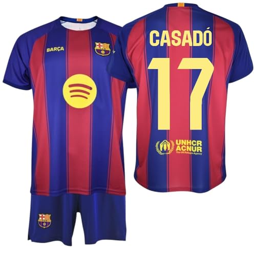 Genérico FC Barcelona - Equipación Niño 2025/2026 | Nombre Casadó y Dorsal 17 | Camiseta y Pantalón | Escudo Oficial | Colores Blaugrana | Ideal para Regalo Futbolero | Conjunto Infantil Fútbol