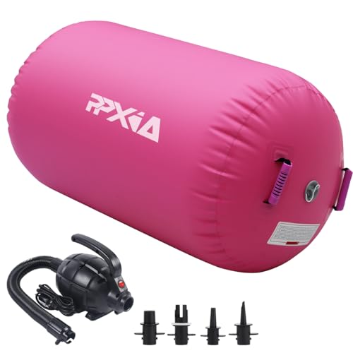 PPXIA Gymnastics Air Roller Air Barrel Inflatable Tumbling Mat, Tumble Track Backhandspring Mat...