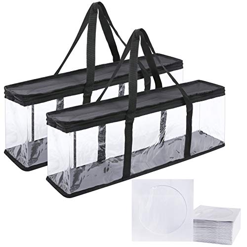TmiAod 2-Pack CD/DVD Case Storage Bags and 100 Pieces CD Sleeves DVD Sleeves Envelope Holder with Clear Window and Flap