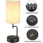Dreamholder Table Lamp with 3 USB Charging Ports, Modern Desk Lamp with AC Outlet and Phone Stands, Perfect Bedside Lamp for Bedroom, Living Room, Office (Pack of 2), Cream - Image 2