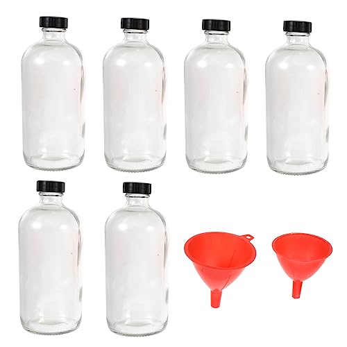 ABOOFAN 6pcs Reagent Bottles Lids Glass Chemical Bottles for Lab for School Use Random