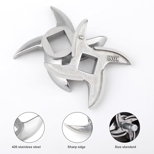 2Pcs #8 Meat Grinder Blade Meat Grinder Knife,Stainless Steel Knife Cutter Replacement,Grinder Blade Knife Cutter Grinding Accessories Parts for Meat Grinders by Sopoloray - Image 3