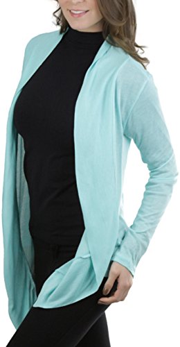 Image of ToBeInStyle Womens Open Front Long Sleeve Lightweight Asymmetrical Draped Cardigan with Side Pockets