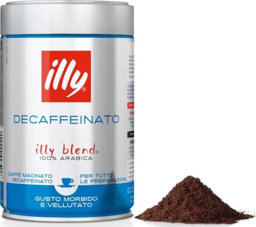 illy, Café Molido para Espresso Tostado DESCAFEINADO, 1 Lata de 250g