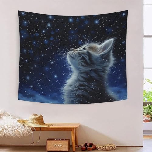 Couverture murale imprimée chat 3D pour une décoration apaisante