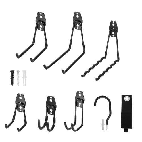 HARFINGTON 20 ganchos de armazenamento de garagem de metal para montagem na parede, 3 pontos de soldagem reforçados, ganchos de garagem com correias para pendurar galpões, escadas, cadeiras,
