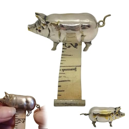 Antique-Inspired Pig Mini Tape Measure, Vintage Brass Pig Sewing Tape Measure for Sewing and Crafts, Retractable Animal Measuring Tape Tool for Quilting, Collectors, Sewing Lovers Gift