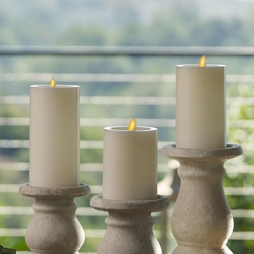 Vela de llama móvil Luminara marfil perlado de diseño exclusivo en cera 7