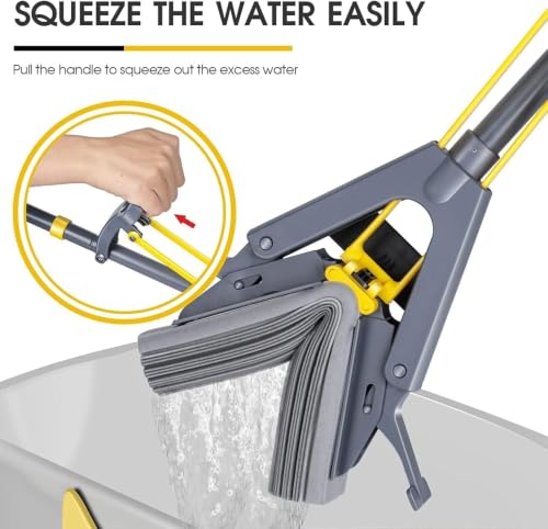 Image of Zorzel Floor Roller Mop, PVA Sponge Mop with Adjustable Handle, Highly Absorbent Cleaning Tool (for Hardwood, Tile, Marble), Ideal for Bedroom and Study Room