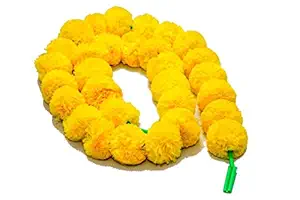 Artificial Flowers Genda Phool Mala, Garlands, Toran, for Home Decoration (Pack of 5) (Yellow)