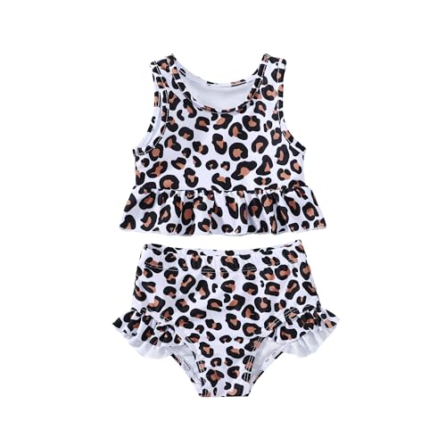 Image of Baby Swimsuit Girl Two Piece Bathing Suit Toddler Girls Summer Beach Ruffle Tankini Swimwear 1-7Y