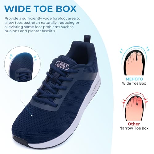 Image of MEHOTO Womens Wide Toe Box Shoes Walking Sneakers with Arch Support Fashion Tennis Shoes for Swelling Bunion Plantar Fasciitis