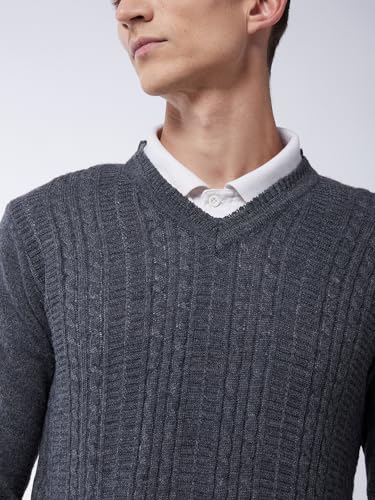 Image of Pivl Men's V Neck Winter Solid Sweater - Warmth and Style for The Season