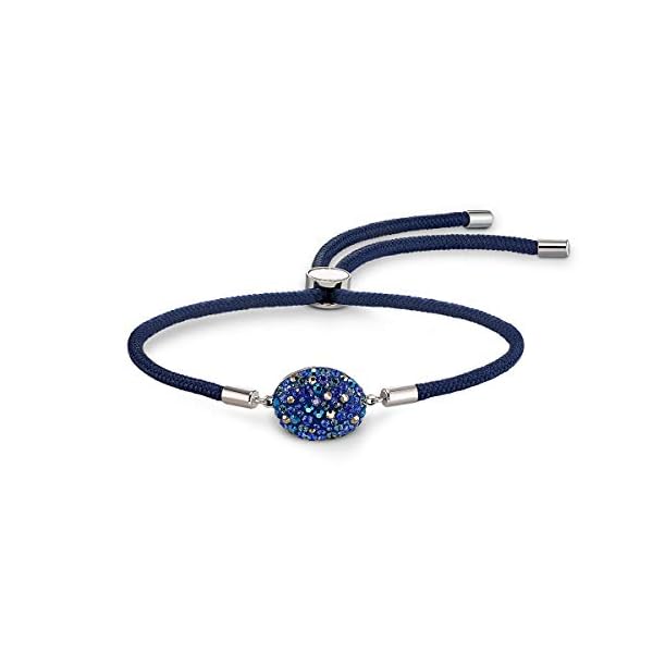Swarovski Power Women's Water Element Bracelet with Blue and Gold Toned Crystals on a Blue Band with Bolo Closure and Stainless Steel Embellishments