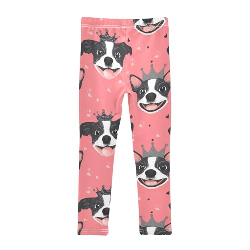 Dog in A Crown Girls Leggings,Workout Leggings for Girls Toddler Athletic Legging Size for 3-10T2