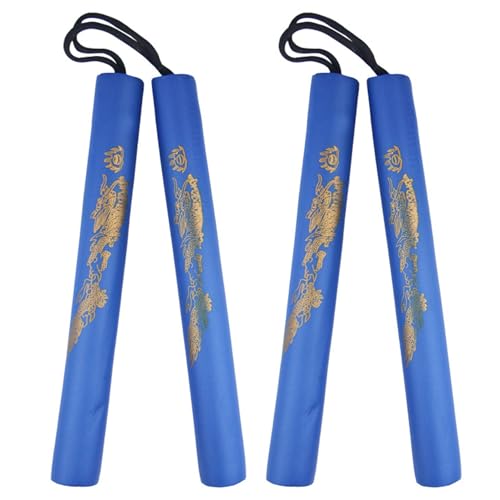 Ameble Nunchakus de Espuma Suave para niños (2 Unidades), Ideales para Principiantes. Nunchakus de Entrenamiento Ligeros y Seguros con Acolchado Azul.