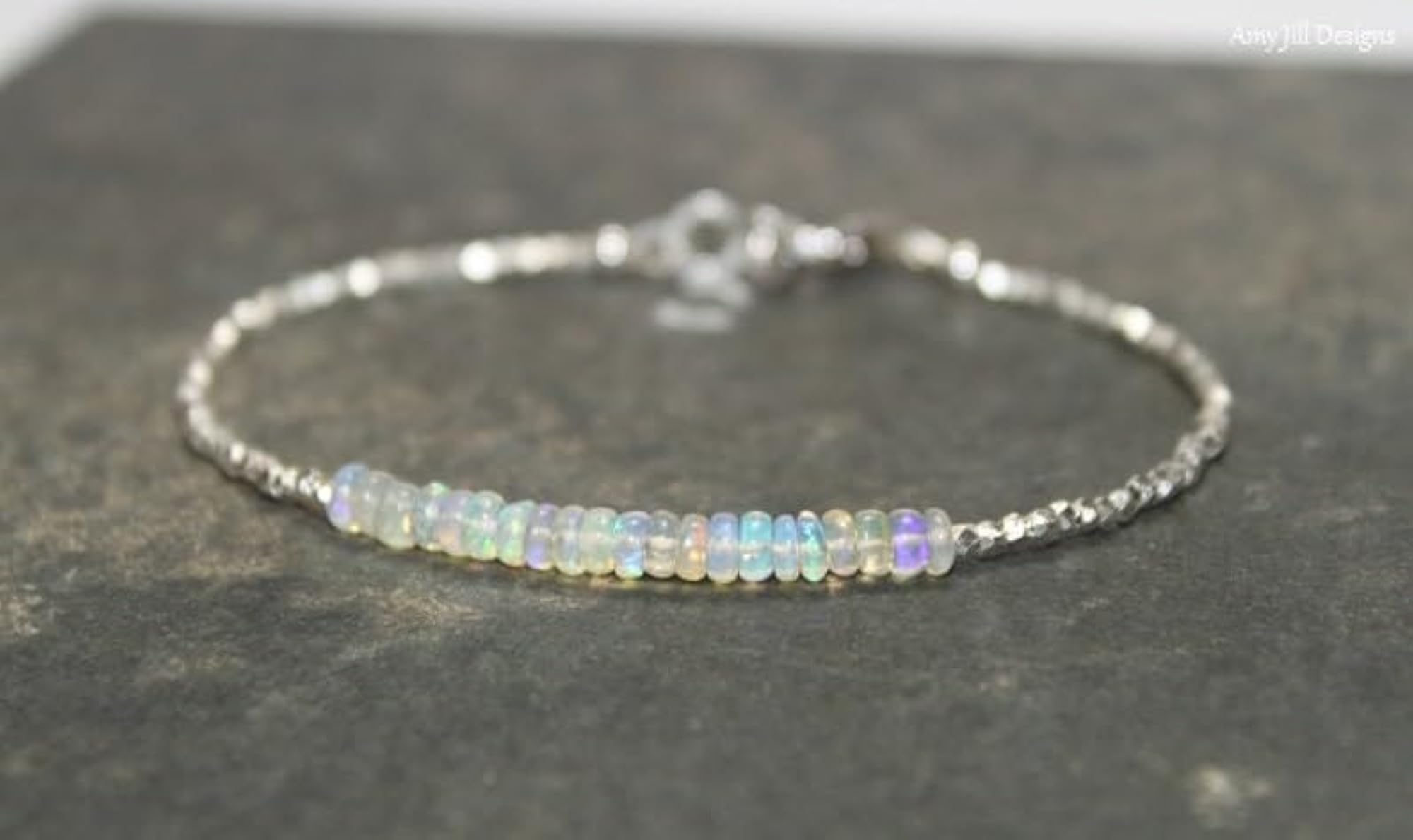Ethiopian Opal Tyre Beaded Bracelet, Adjustable 7 Inch