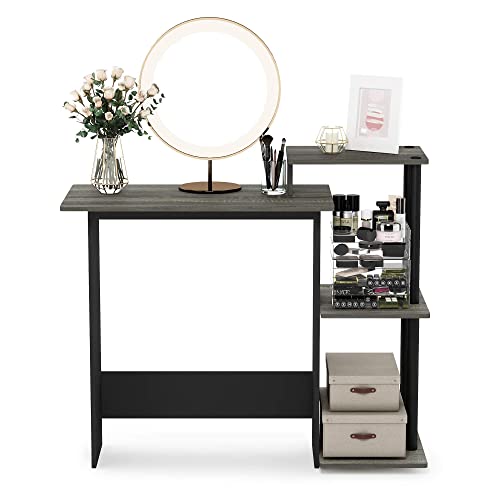 Furinno Efficient Home Laptop Notebook Computer Desk With Square Shelves, French Oak/Black #TOP5