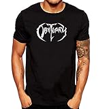 100% Baumwolle. SEVENSIQI Obituary White Logo Herren Short Sleeve Neck T-Shirt Black