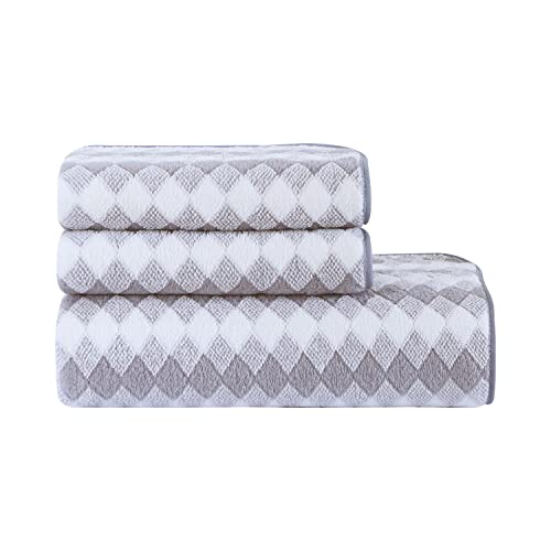 Image of Spread Spain Microfiber Towels for Bath Set of 3 (1 Bath + 2 Hand), 360 GSM, Coral Large Bath Towels, Extra Soft Plush & High Absorbent, Bath Towel for Men and Women - Grey