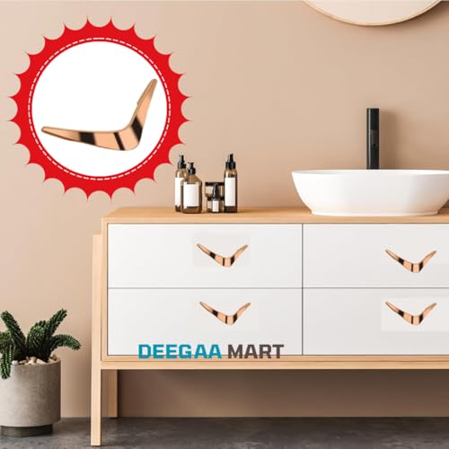 Image of Twin Hole Zinc Alloy Drawer Pulls, Handles for Drawers, Cabinets, Wardrobes, and Kitchen Doors - Decorative Furniture Hardware (2, Rosegold, V Handle)
