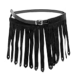 KUOIN Medieval Faux Leather Tassel Fringe Armour Skirt Adjustable Pirate Knight Cosplay Gothic Belt (Black)