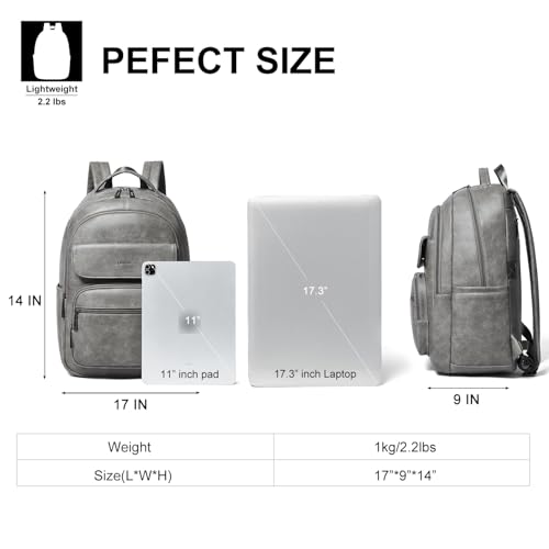 Image of Leresas Backpack Purse for Women Mens for Work Travel Back Pack Purses Vegan Leather Back Pack Fashion Laptop Computer Bag Dark Grey