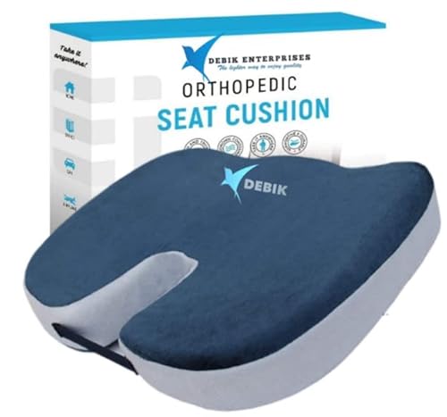 DEBIK® | Coccyx, Tailbone, Sciatica, Lower Back Support And Pain Relief Seat Cushion With Removable Cover Fits Most Desk, Computer Chairs And Car Seats (Blue-Grey) For Rs. 664 @ 63 %