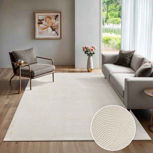 the carpet Rio - Moderner Kurzflor Teppich, weicher und pflegeleichter Anti-Rutsch-Teppich mit 3D-Optik, robust, für Wohnzimmer und Schlafzimmer,...