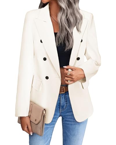 Mina Self Women's 2024 Spring Casual Blazer Jackets Long Sleeve Lapel Pocket Loose Fit Work Casual Blazers Outerwear