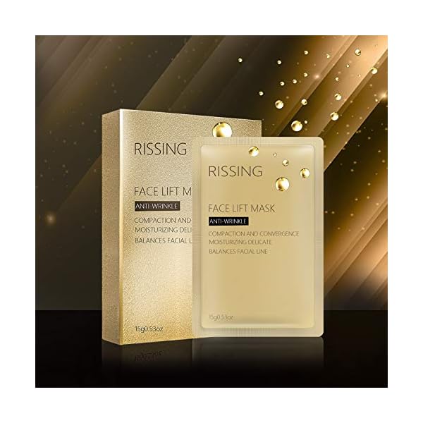 RISSING V Line Mask Double Chin Reducer Double Chin Lifting Mask Double Layer Anti Wrinkle Moisturizing Face Patch, Face Lifting Patch, for Face, Neck, Chin, Face Mask (5 pieces)…