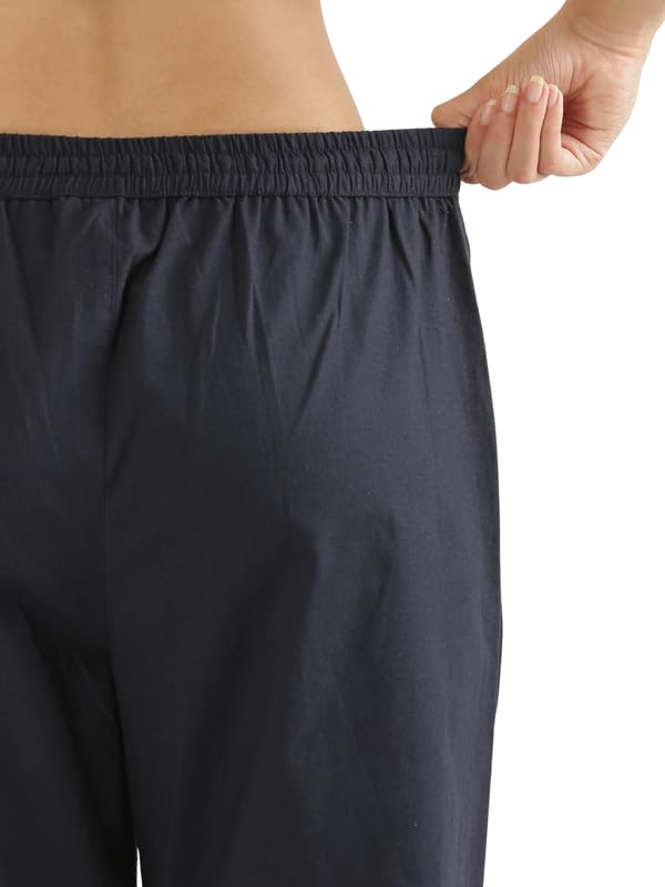 Image of SAADAA Cotton Straight Pants for Women | Breathable Everyday Wear Trousers | Drawstring, Deep Pockets & Elastic Waistband | Casual & Comfortable Fit