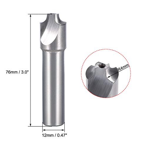 Image of uxcell HSS-AL Corner Rounding End Mill Cutter 2 Flute with 4mm Radius, 12mm Shank