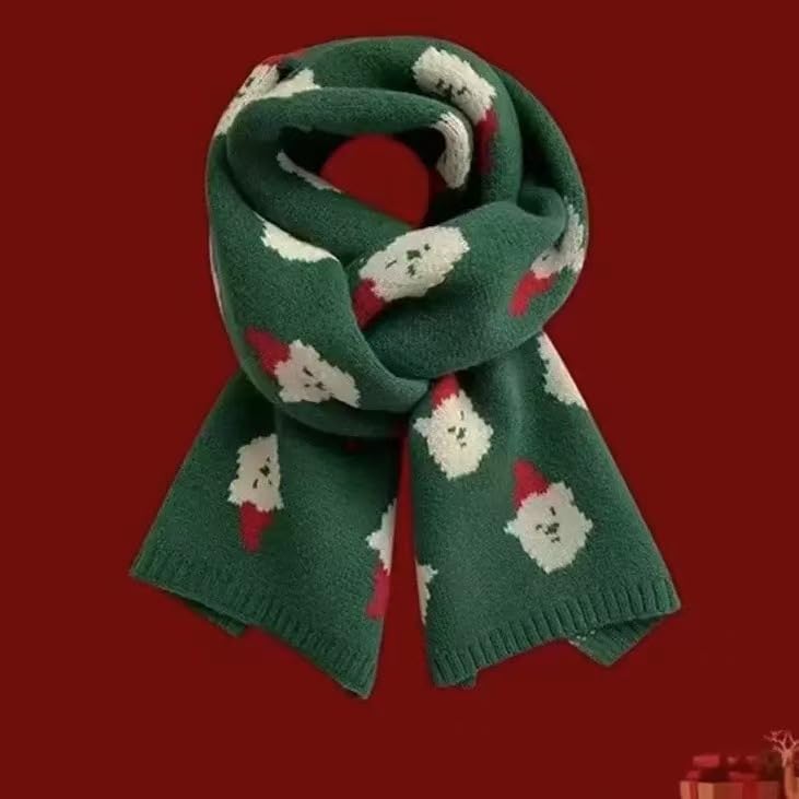 Image of Women's Wool Scarf - Christmas Winter Knitted Neck Wrap, Soft Warm Festive Scarf 160x20cm