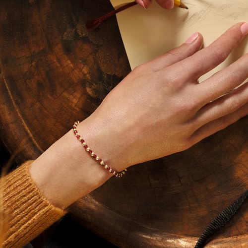 Ross-Simons 6.00 ct. t.w. Ruby and 10kt Yellow Gold Bead Stretch Bracelet4